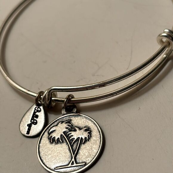 Bella Ryan Women’s Silver Tone Palm Tree Slide on Expandable Bracelet - Picture 2 of 4